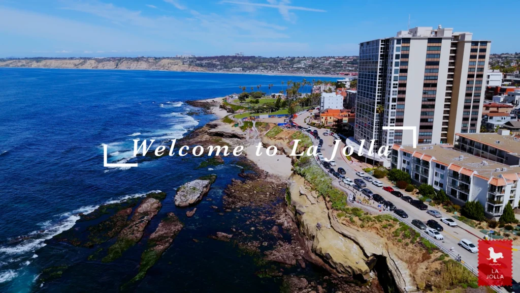 Aerial view of La Jolla Cove showcasing stunning ocean views, rocky shores, and the vibrant community, highlighting the ideal setting for Professional Organizing Services in La Jolla, CA.