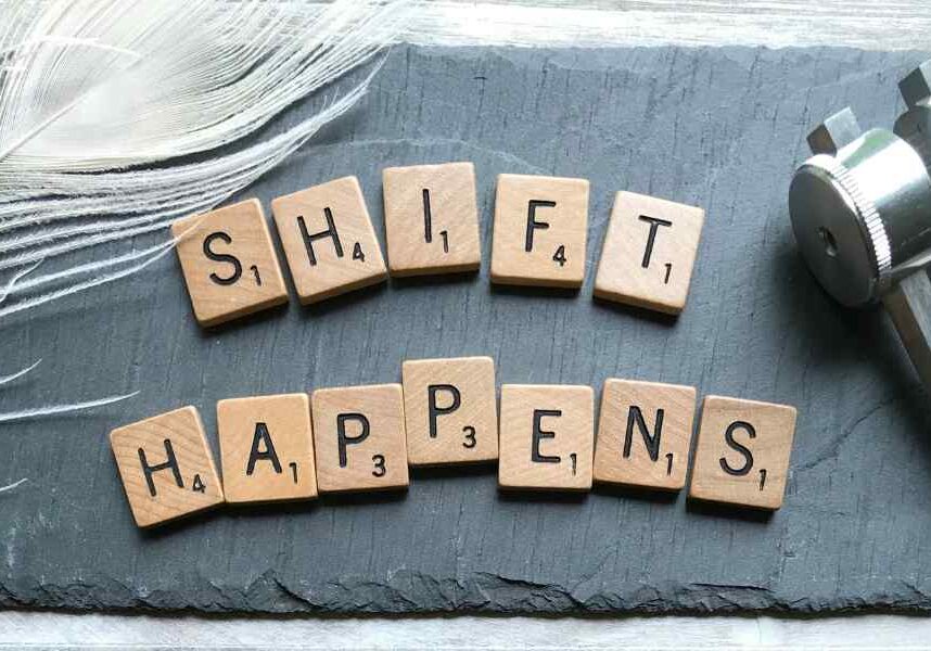 "Shift happens" spelled out meaning Healing Through Organizing and Removing Clutter