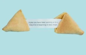 fortune cookie says, "the plan you have been working on for a long time is beginning to take shape"